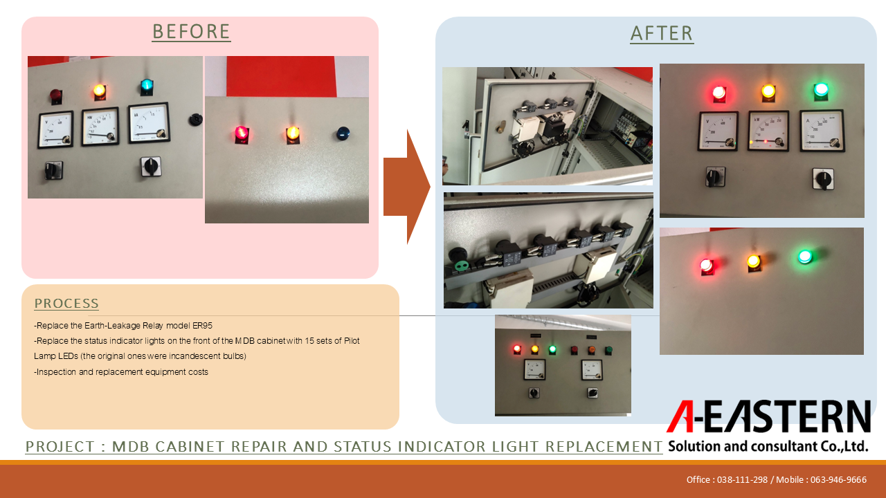 MDB CABINET REPAIR AND STATUS INDICATOR LIGHT REPLACEMENT